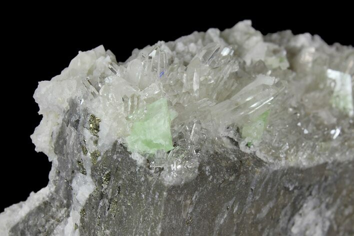 2.9" Green Augelite Crystals on Quartz - Peru